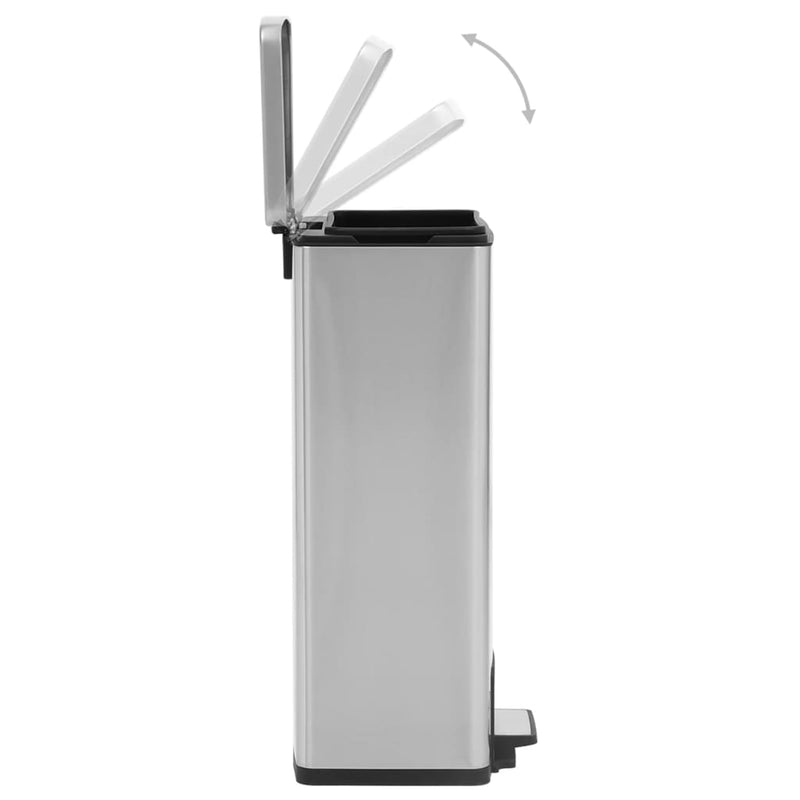 vidaXL ezüst ujjlenyomat-mentes  rozsdamentes-acél pedálos kuka 30L
