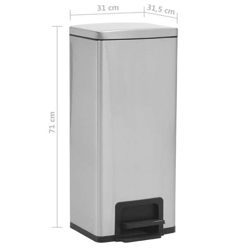 vidaXL ezüst ujjlenyomat-mentes  rozsdamentes-acél pedálos kuka 30L
