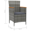 vidaXL 2 db szürke polyrattan kerti étkezőszék