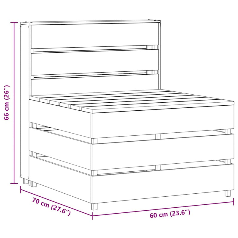 vidaXL szürke impregnált fenyőfa kerti középső raklapkanapé
