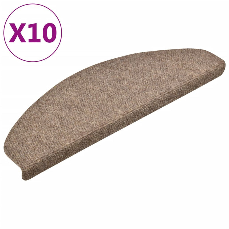 vidaXL 10 db krémszínű tűlyukasztott öntapadó lépcsőszőnyeg 65x21x4 cm