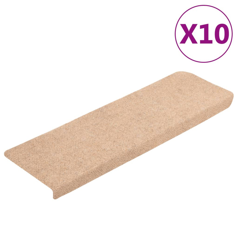 vidaXL 10 db barna tűlyukasztott lépcsőszőnyeg 65x21x4 cm