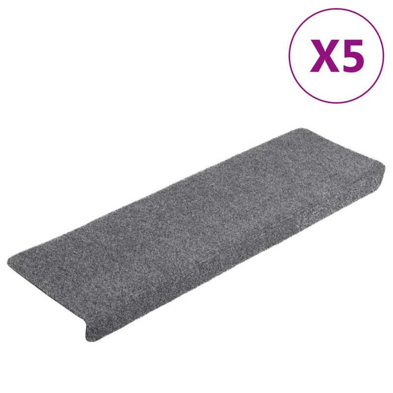 vidaXL 5 db tűlyukasztott világosszürke lépcsőszőnyeg 65x21x4 cm