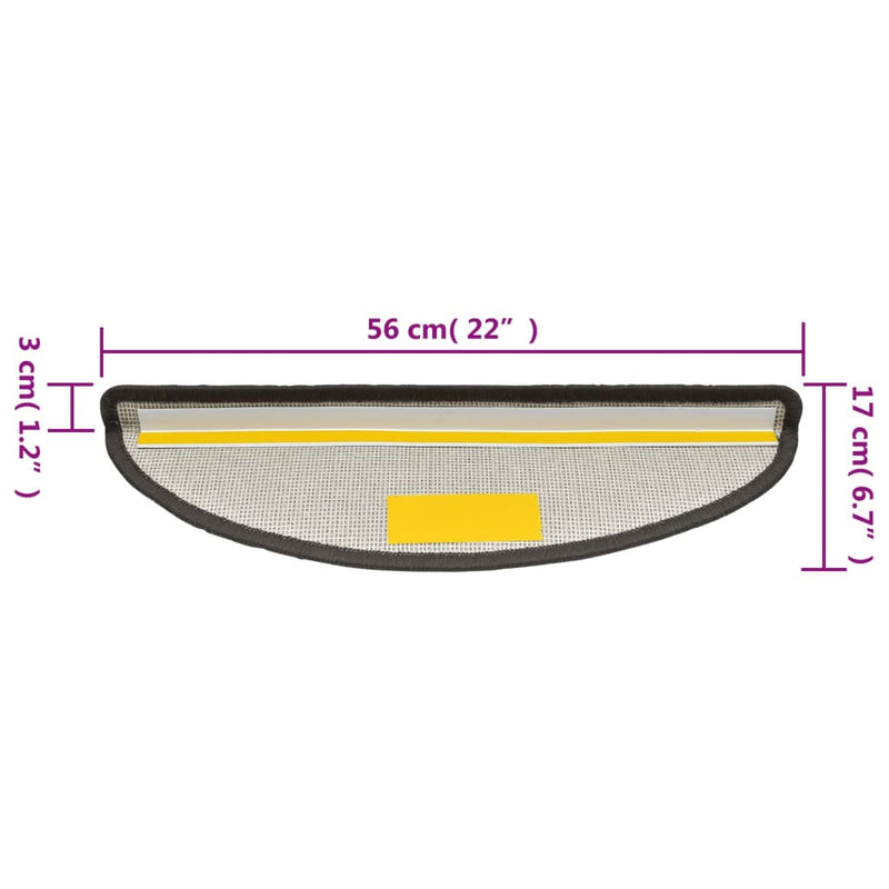 vidaXL 10 db sötétszürke lépcsőszőnyeg 56x17x3 cm