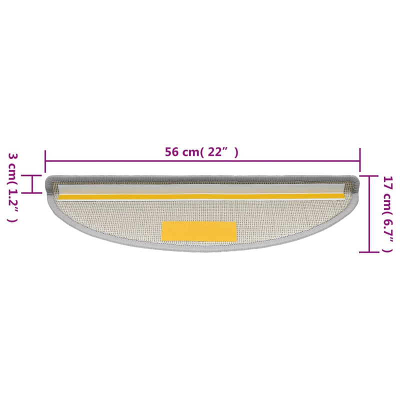 vidaXL 10 db világosszürke lépcsőszőnyeg 56x17x3 cm