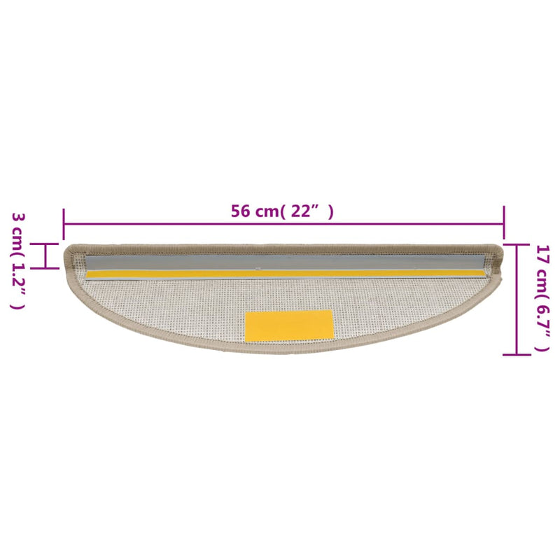 vidaXL 10 db tópszínű lépcsőszőnyeg 56x17x3 cm