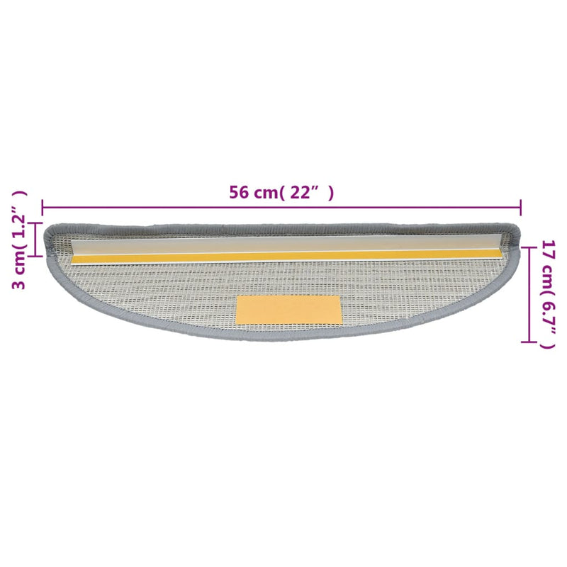 vidaXL 10 db szürke lépcsőszőnyeg 56 x 17 x 3 cm