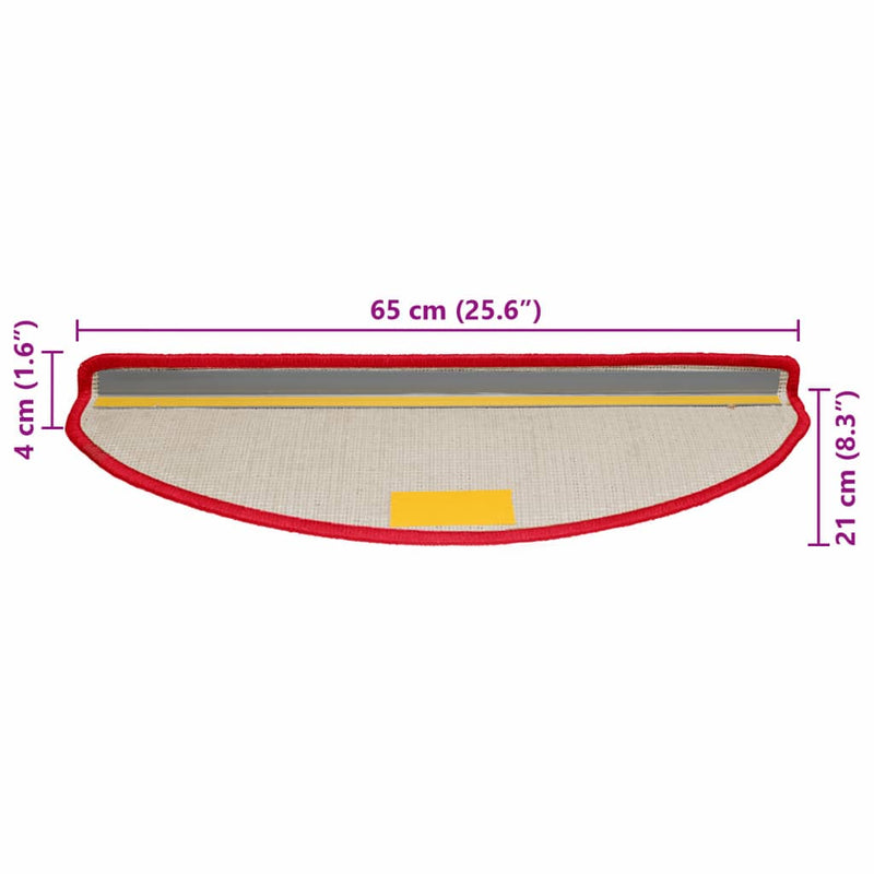 vidaXL 10 db piros lépcsőszőnyeg 65 x 21 x 4 cm