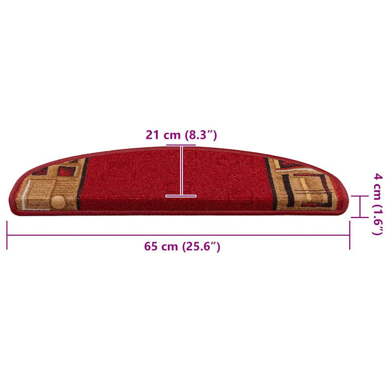 vidaXL 10 db piros öntapadó lépcsőszőnyeg 65x21x4 cm
