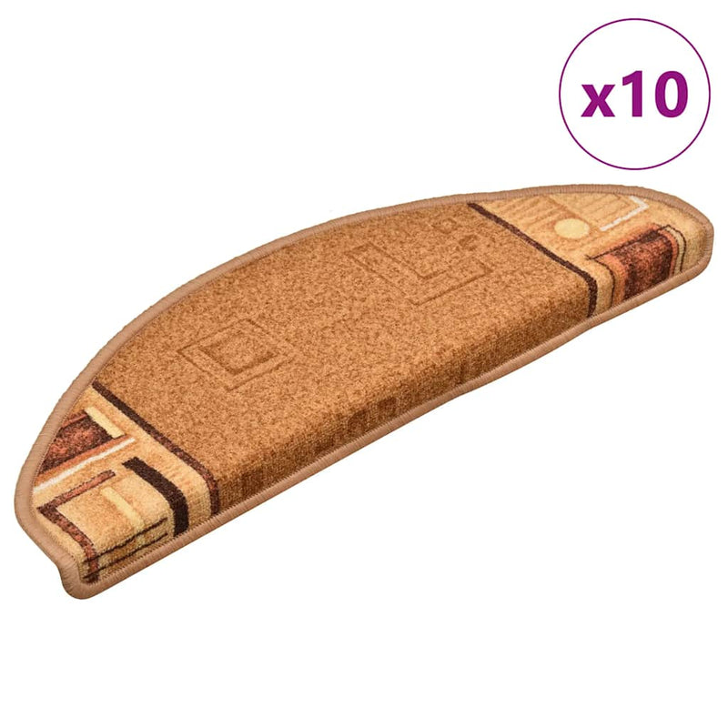 vidaXL 10 db bézs öntapadó lépcsőszőnyeg 65x21x4 cm