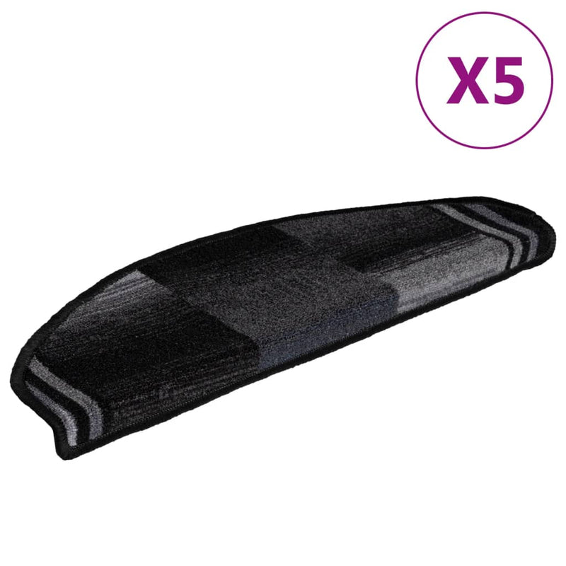 vidaXL 5 db fekete és szürke öntapadó lépcsőszőnyeg 65x21x4 cm