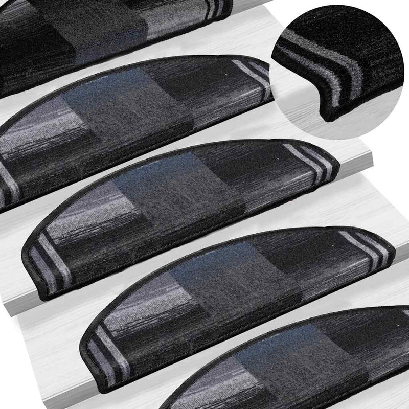 vidaXL 5 db fekete és szürke öntapadó lépcsőszőnyeg 65x21x4 cm