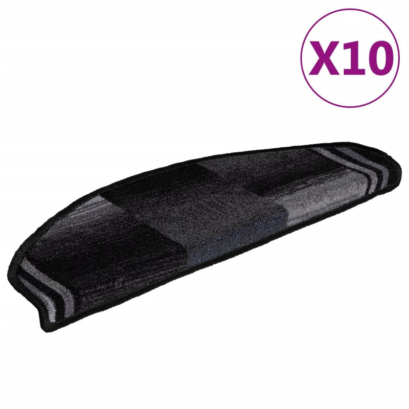 vidaXL 10 db fekete és szürke öntapadó lépcsőszőnyeg 65x21x4 cm