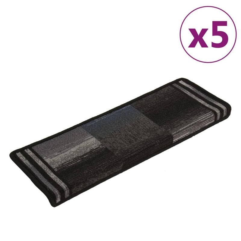 vidaXL 5 db fekete és szürke öntapadó lépcsőszőnyeg 65x21x4 cm