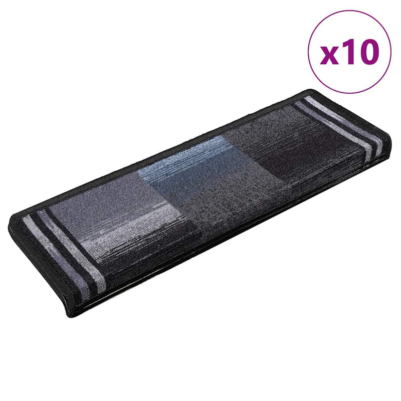 vidaXL 10 db fekete és szürke öntapadó lépcsőszőnyeg 65x21x4 cm