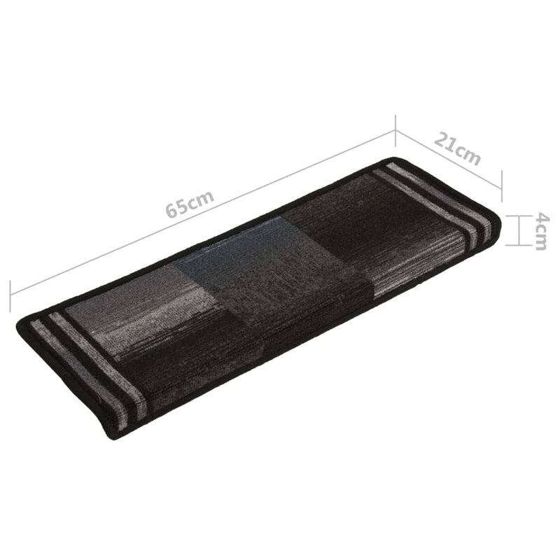 vidaXL 10 db fekete és szürke öntapadó lépcsőszőnyeg 65x21x4 cm