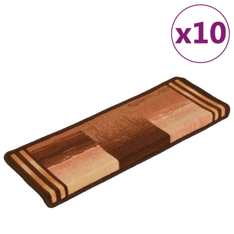 vidaXL 10 db barna öntapadó lépcsőszőnyeg 65x21x4 cm