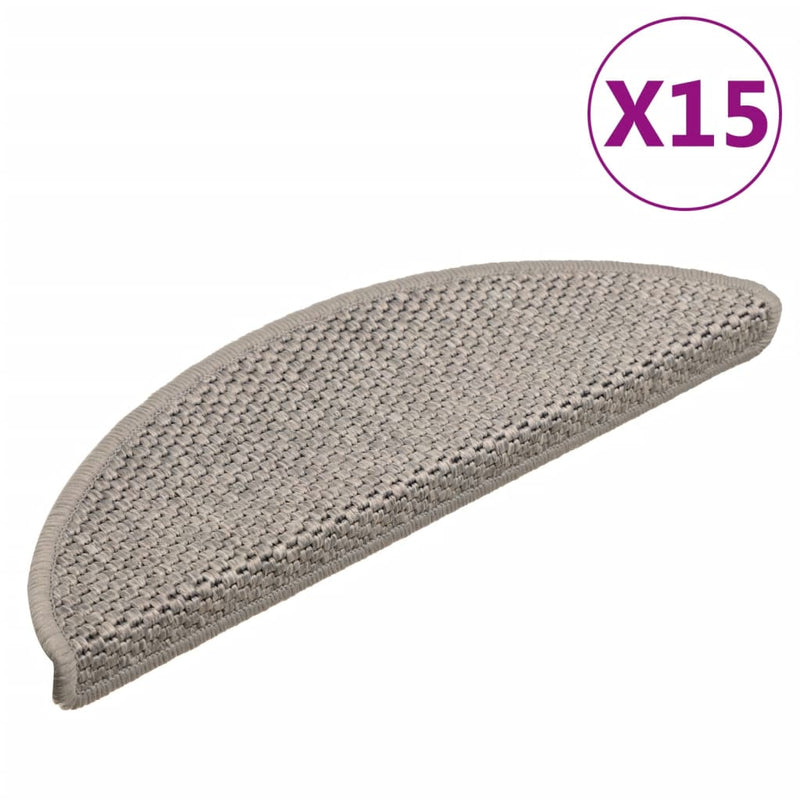 vidaXL 15db szizál hatású ezüst színű öntapadó lépcsőszőnyeg 56x17x3cm