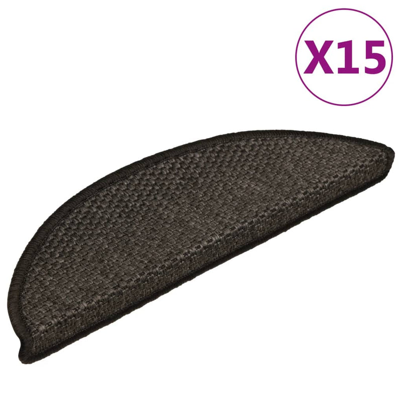 vidaXL 15 db szizál hatású antracitszürke lépcsőszőnyeg 56x17x3 cm