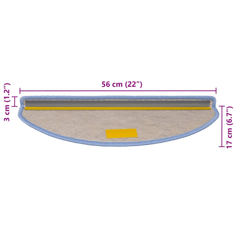 vidaXL 15 db szizál hatású kék öntapadó lépcsőszőnyeg 56x17x3 cm