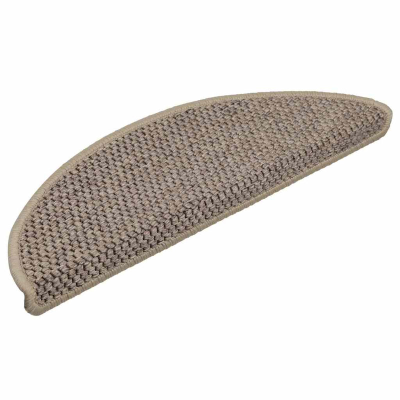 vidaXL 15 db szizál hatású sötét bézsszínű lépcsőszőnyeg 56x17x3 cm