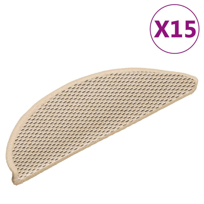 vidaXL 15 db szizál hatású berber öntapadó lépcsőszőnyeg 56x17x3 cm