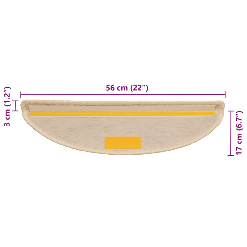 vidaXL 15 db szizál hatású berber öntapadó lépcsőszőnyeg 56x17x3 cm