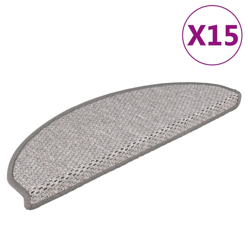 vidaXL 15 db szizál hatású platina öntapadó lépcsőszőnyeg 65x21x4 cm