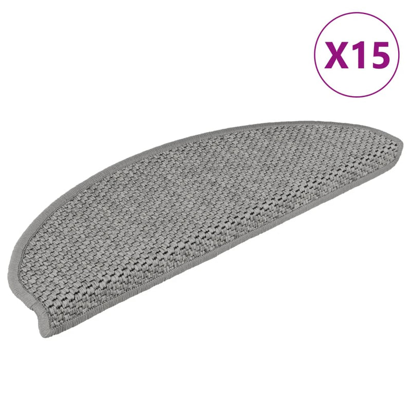 vidaXL 15 db szizál hatású ezüstszínű öntapadó lépcsőszőnyeg 65x21x4cm