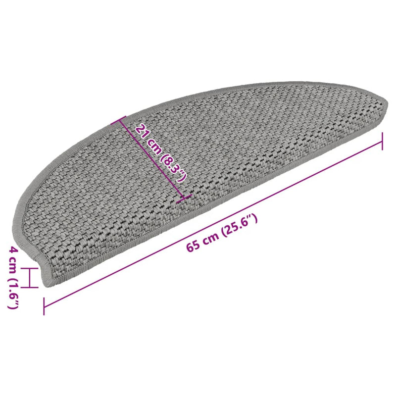 vidaXL 15 db szizál hatású ezüstszínű öntapadó lépcsőszőnyeg 65x21x4cm