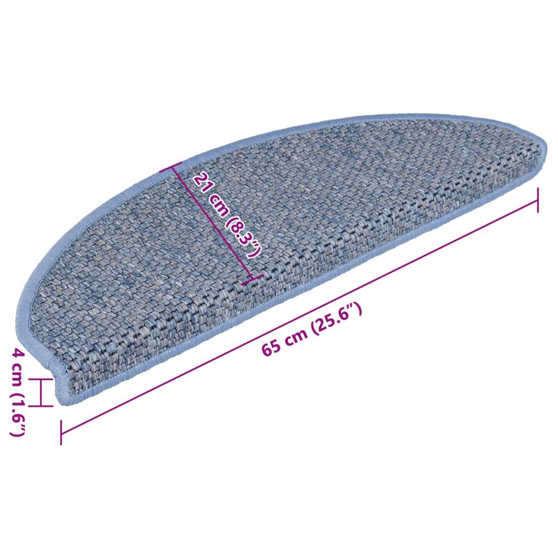 vidaXL 15 db szizál hatású kék öntapadó lépcsőszőnyeg 65x21x4 cm