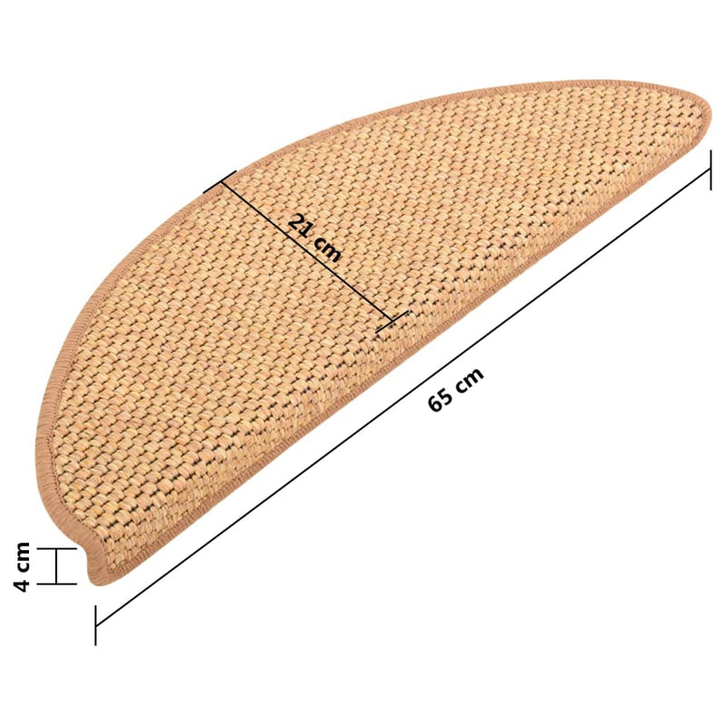 vidaXL 15 db szizálhatású szizálszínű öntapadó lépcsőszőnyeg 65x21x4cm