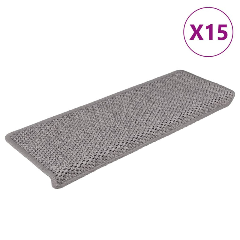 vidaXL 15 db szizál hatású ezüstszínű öntapadó lépcsőszőnyeg 65x21x4cm