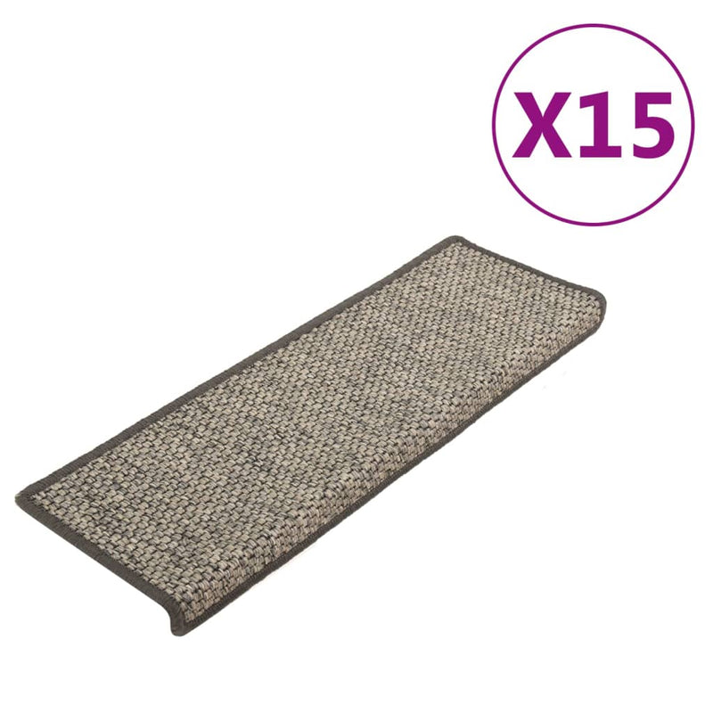 vidaXL 15 db szizál hatású szürke-bézs lépcsőszőnyeg 65x21x4 cm