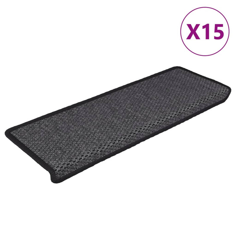 vidaXL 15 db szizál hatású antracitszürke lépcsőszőnyeg 65x21x4 cm