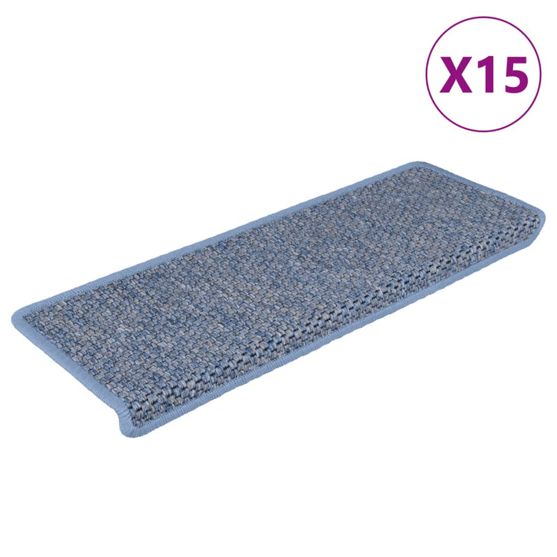 vidaXL 15 db szizál hatású kék öntapadó lépcsőszőnyeg 65x21x4 cm