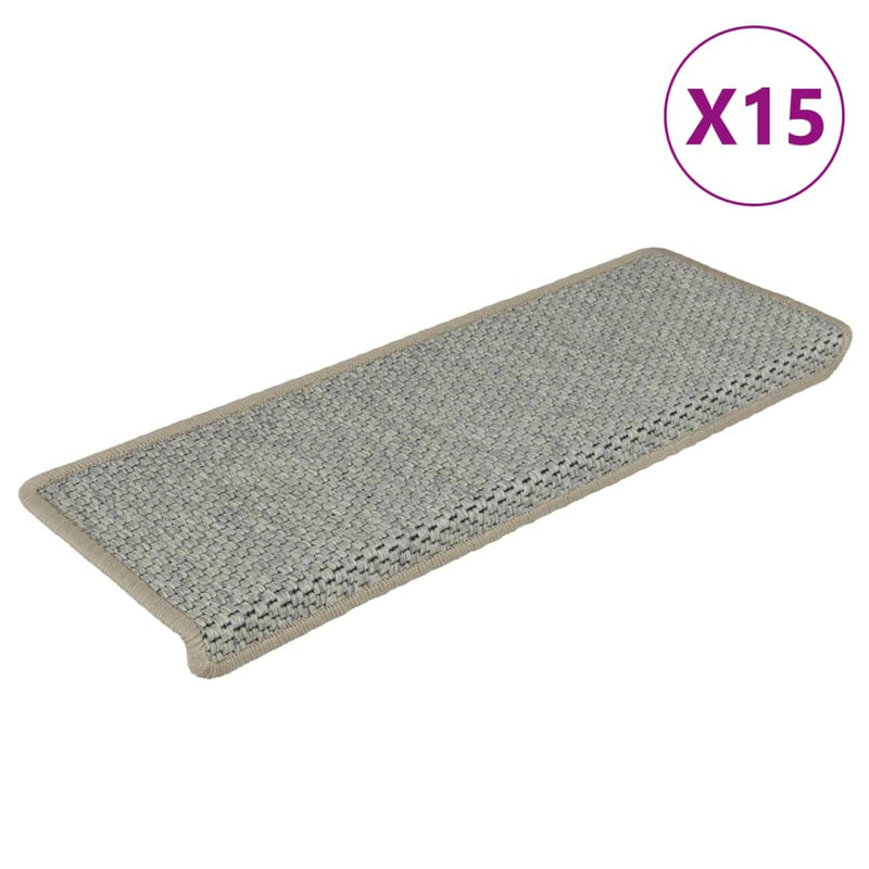 vidaXL 15 db szizál hatású szürke öntapadó lépcsőszőnyeg 65x21x4 cm