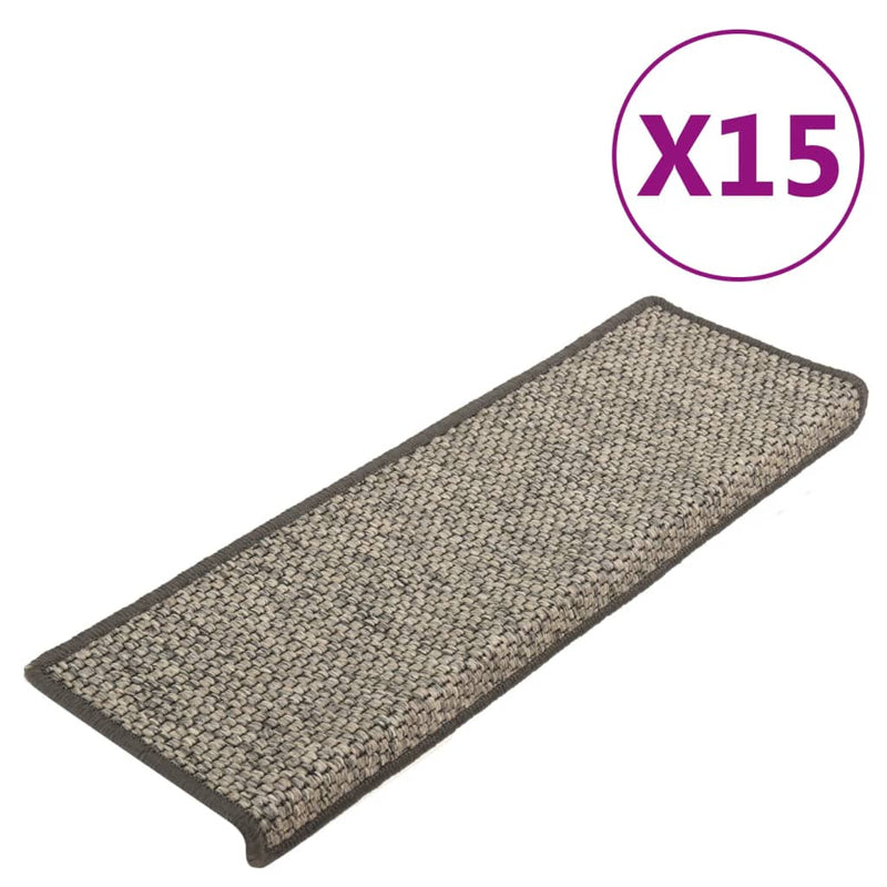 vidaXL 15 db szürke-bézs öntapadó lépcsőszőnyeg 65x21x4 cm