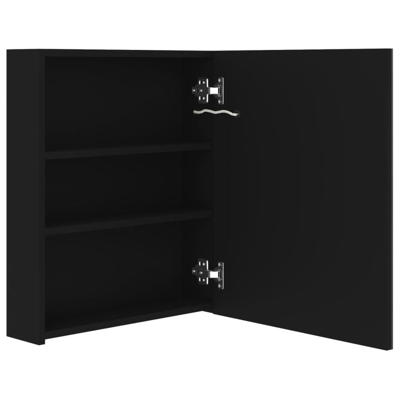 vidaXL fekete LED-es tükrös fürdőszobaszekrény 50 x 14 x 60 cm