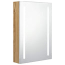 vidaXL fehér-tölgyszínű LED-es tükrös fürdőszobaszekrény 50x13x70 cm