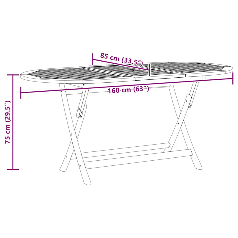 vidaXL tömör eukaliptuszfa összecsukható kerti asztal 160 x 85 x 75 cm