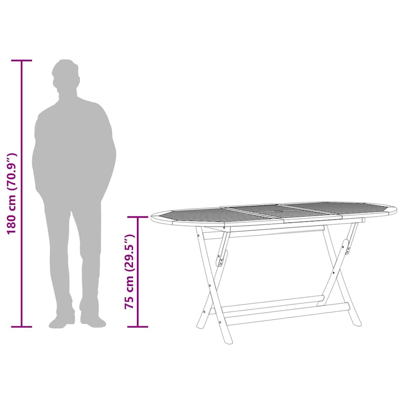 vidaXL tömör eukaliptuszfa összecsukható kerti asztal 160 x 85 x 75 cm