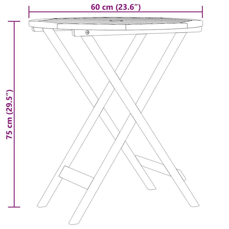 vidaXL tömör eukaliptuszfa összecsukható kerti asztal Ø 60 x 75 cm