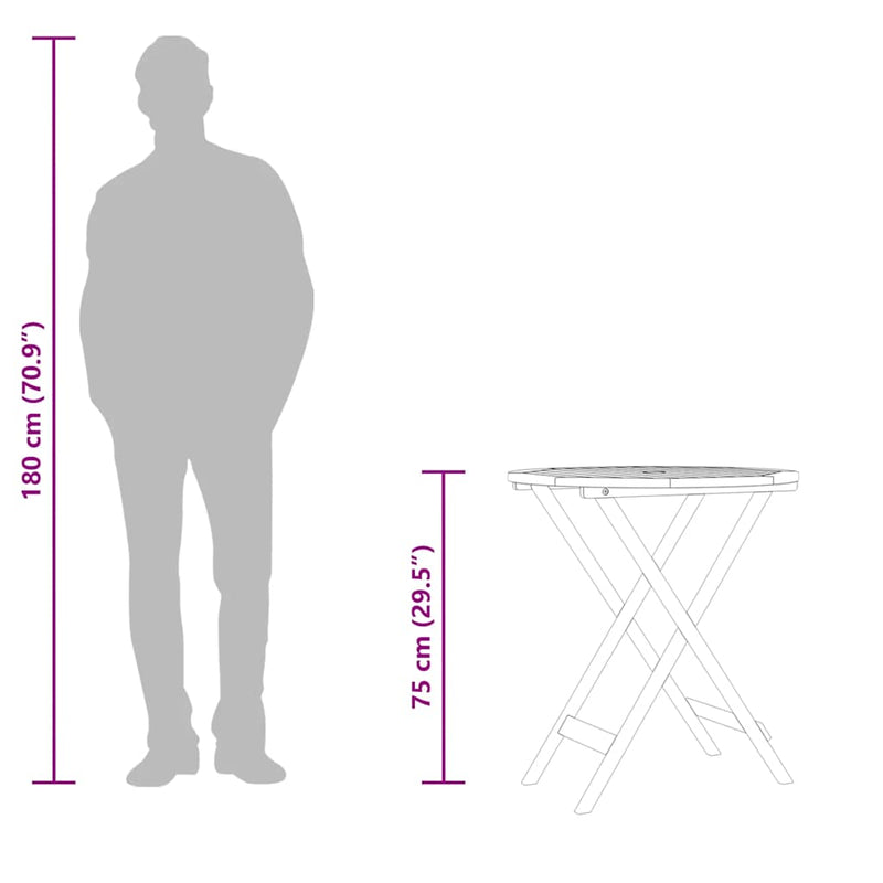 vidaXL tömör eukaliptuszfa összecsukható kerti asztal Ø 60 x 75 cm