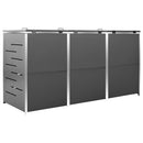 vidaXL acél tároló három gurítható szemeteskukához 207x77,5x112,5 cm