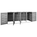 vidaXL acéltároló négy gurítható szemeteskukához 276,5x77,5x112,5 cm