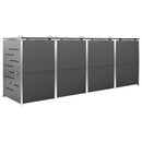 vidaXL acéltároló négy gurítható szemeteskukához 276,5x77,5x112,5 cm