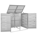 vidaXL acéltároló két gurítható szemeteskukához 138 x 77,5 x 112,5 cm