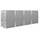 vidaXL acéltároló négy gurítható szemeteskukához 276,5x77,5x112,5 cm