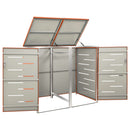 vidaXL acéltároló két gurítható szemeteskukához 138 x 77,5 x 112,5 cm
